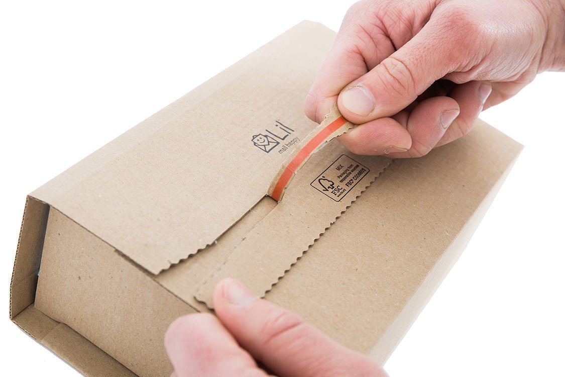 red ripper strip postal packaging easy to use