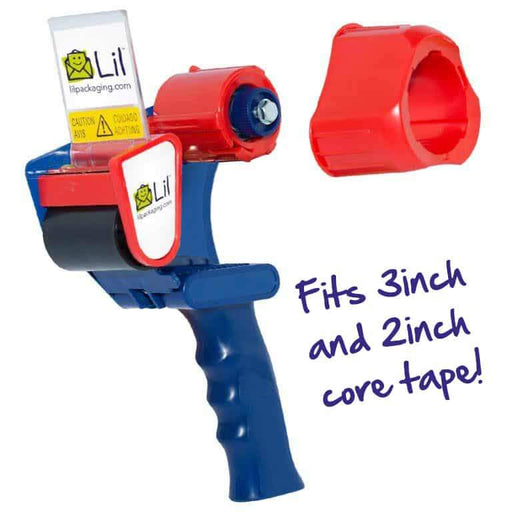 Lil tape gun dispenser with universal 2 or 3 inch core